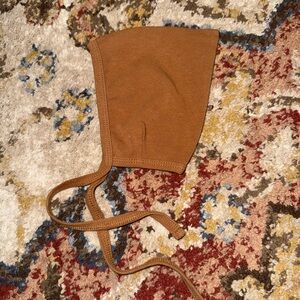 Darling 0-3m Caramel Brown Cotton Pixie Bonnet with Ties gender neutral